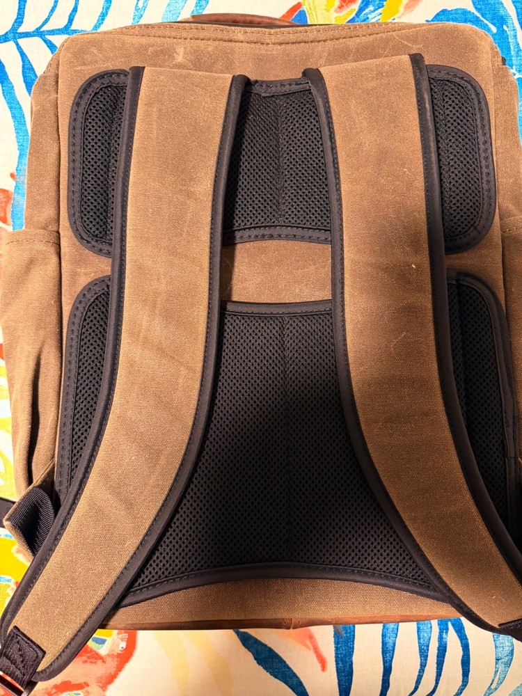 waterfield designs bolt backpack - waxed canvas, chocolate leather