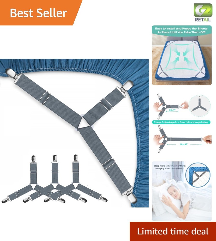 Nickel-Plated Bed Sheet Straps - 4 Pcs Adjustable Clips for All Bed Sizes