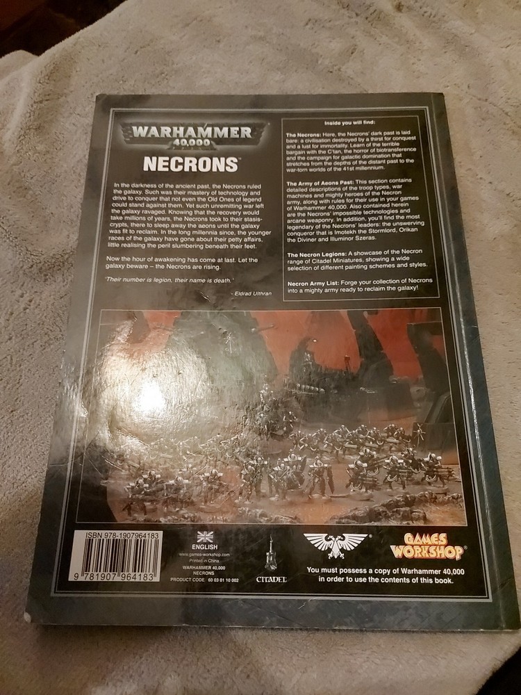 WARHAMMER 40K NECRONS CODEX BOOK GAMES WORKSHOP 2011 PAPERBACK