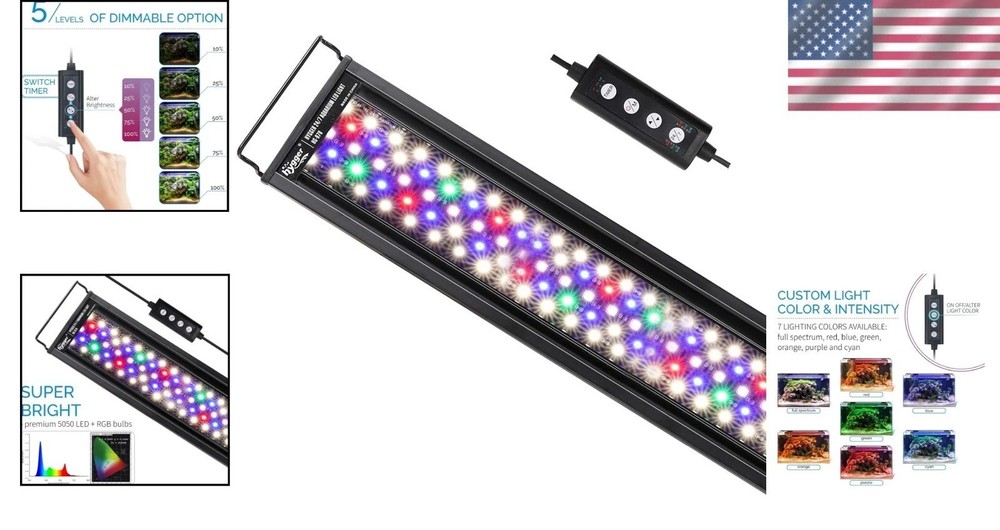 LED Fish Tank Light 48-54" 24/7 Cycle Full Spectrum Timer