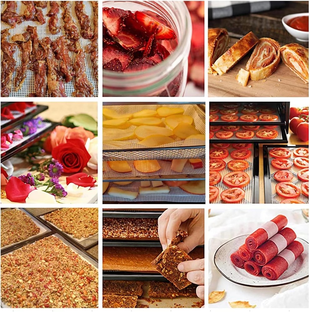 Silicone Dehydrator Sheets, Premium Non Stick Dehydrator Mats, Fruit Dryer Mesh