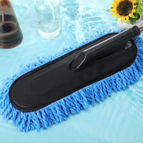 4 Pack Microfiber Car Duster Exterior Scratch Free with Extendable Handle Blue