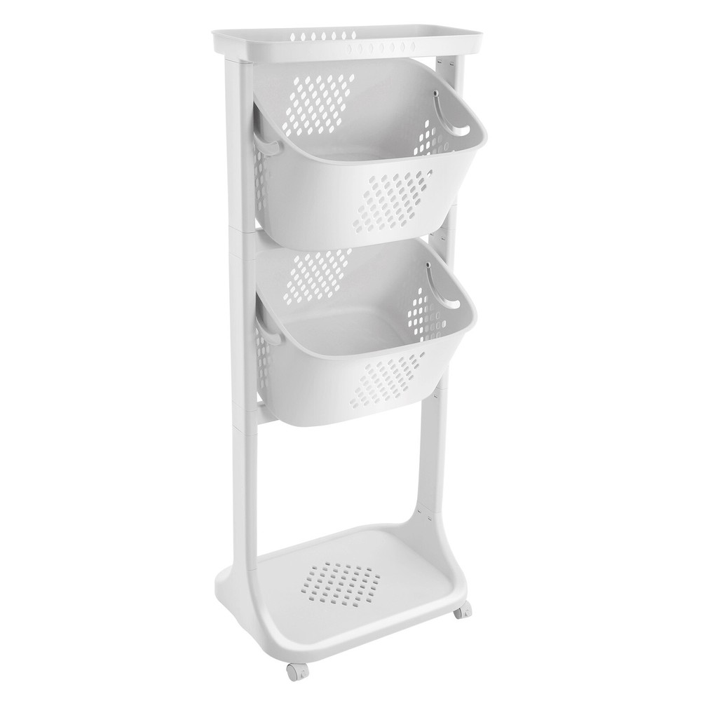 3 Layers Rolling Laundry Basket Clothes Hamper Storage Organizer Sorter Shelf