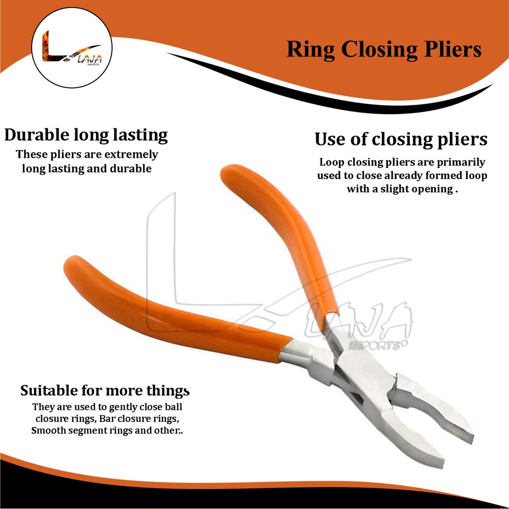 Set of 2 Ring Opening & Ring Closing Pliers Dip Orange Body Piercing Bead Tools