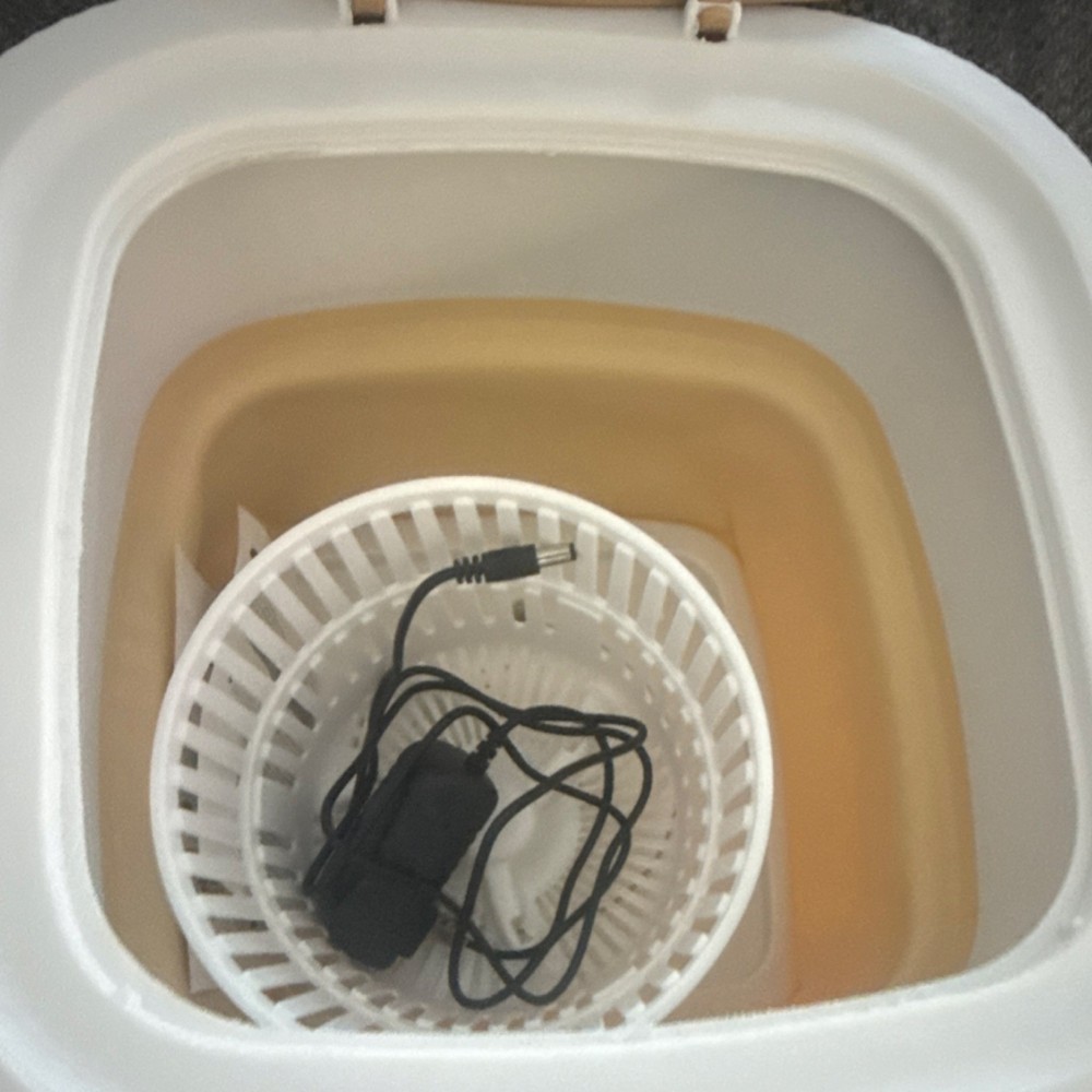 Mini Folding Washing Machine Portable Electric Top-Loading Compact White Beige
