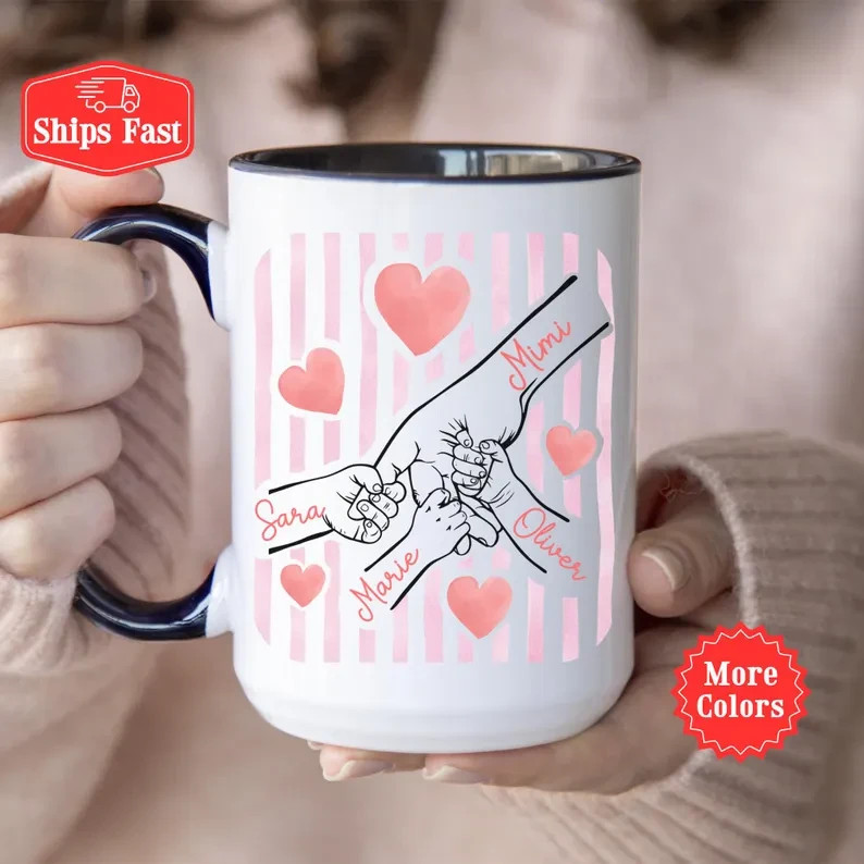 Mimi Holding Hands Mug Personalized Coffee Cup Gift