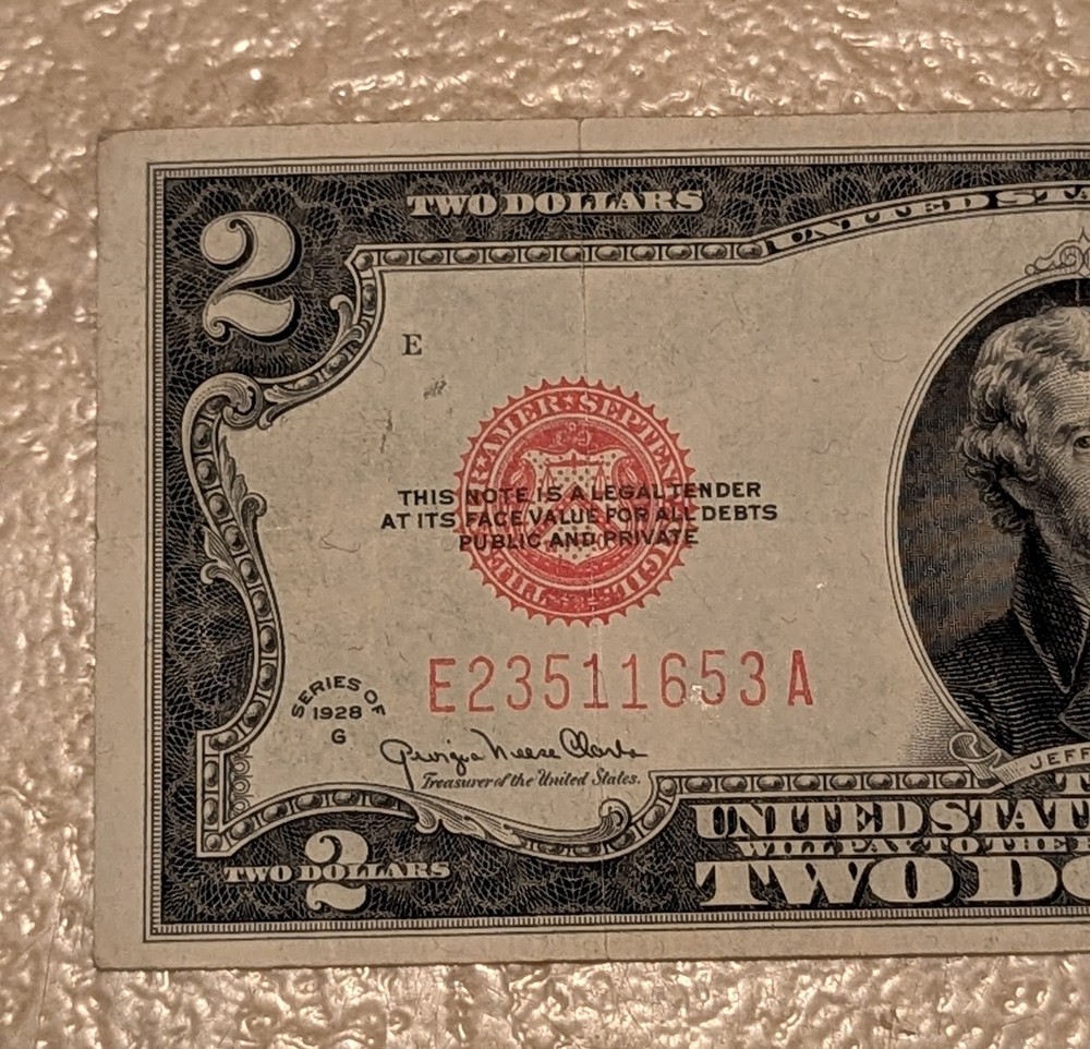 1928G Two Dollar Red Seal Note Nice Shape!!!!!653