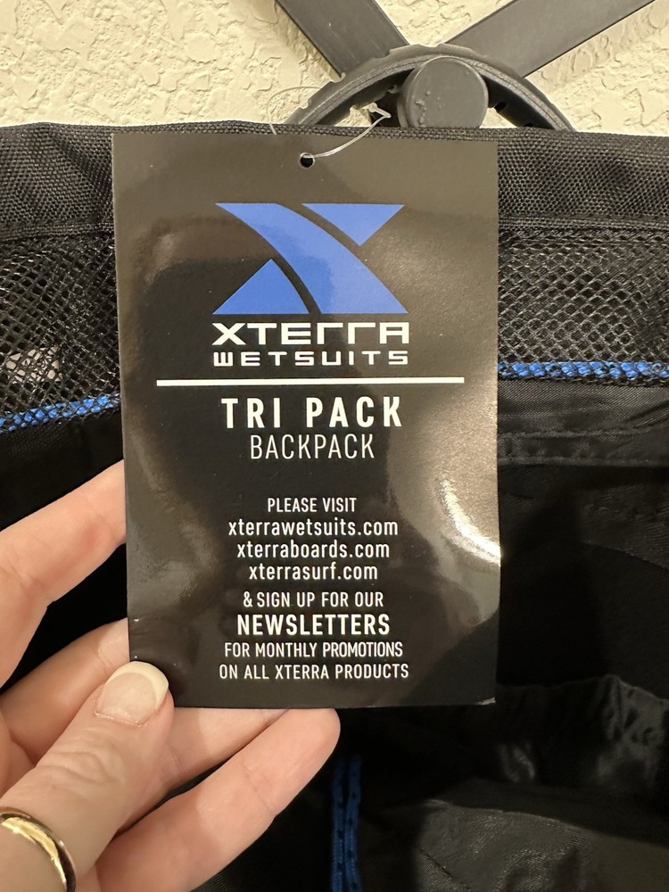 XTERRA Wetsuits Tri Pack Backpack Triathlon Transition Bag Black Blue NWT