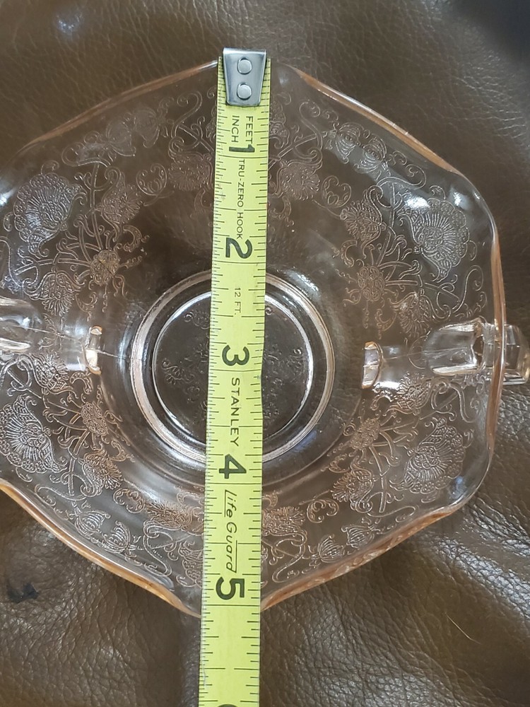 Pink Depression Glass Double Handle Cup Floral