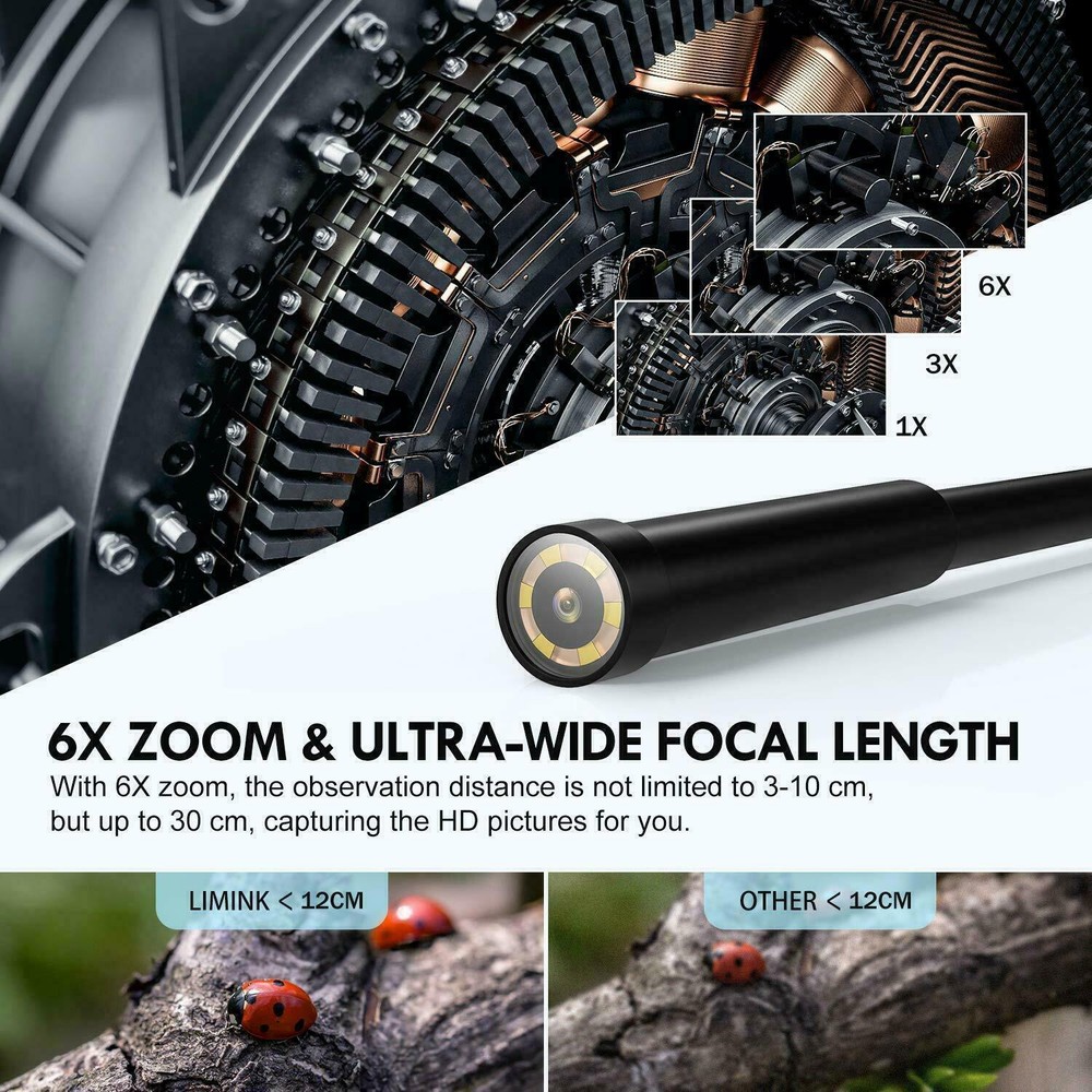 5M WiFi Snake Borescope Endoscope 8.5mm Inspection Camera for iPhone Android iOS