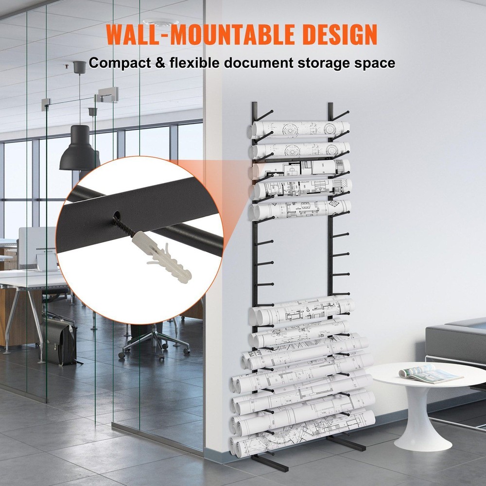 16Tier Blueprint Storage Rack Vertical Hanging Poster Display Rack Easy Assembly