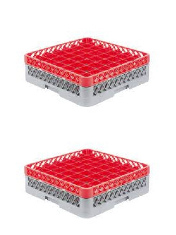 2 PACK Restaurant Dishwasher Glass Rack with 49 Compartments and ONE Extender