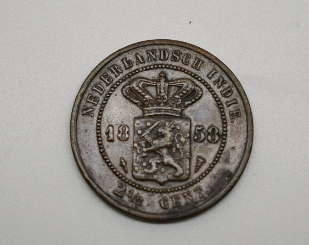1853 Neth E. Indies 2 1/2 Cent KM#308.2 #EB14741