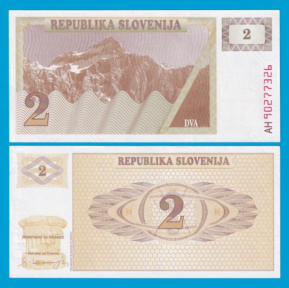 Slovenia 2 Tolarjev 2 Tolar P 2 UNC 1990