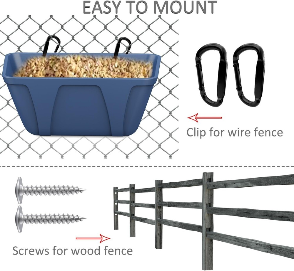 Plastic Hanging Feed Trough for Chickens, Ducks & Goats – Easy Install 3-Pack