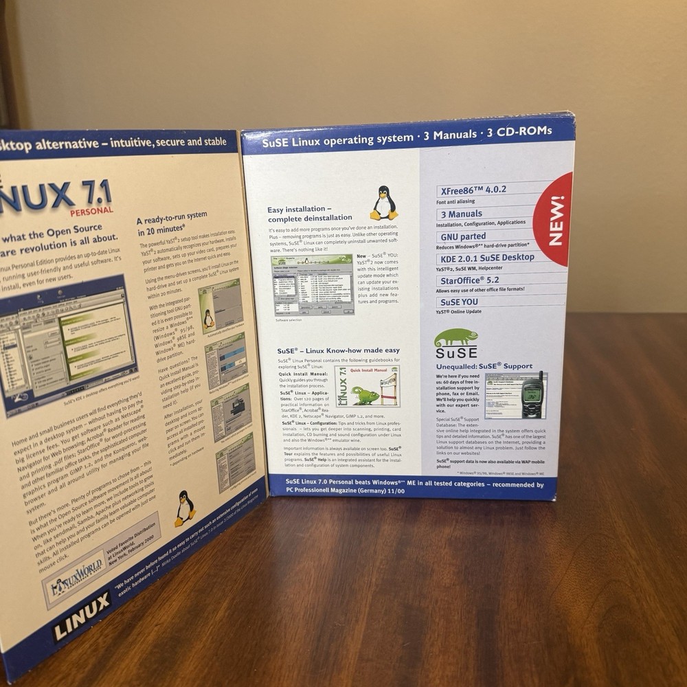 Suse Linux 7.1 Professional And Personal (CD-ROM, 2001) Big Box Vintage Software