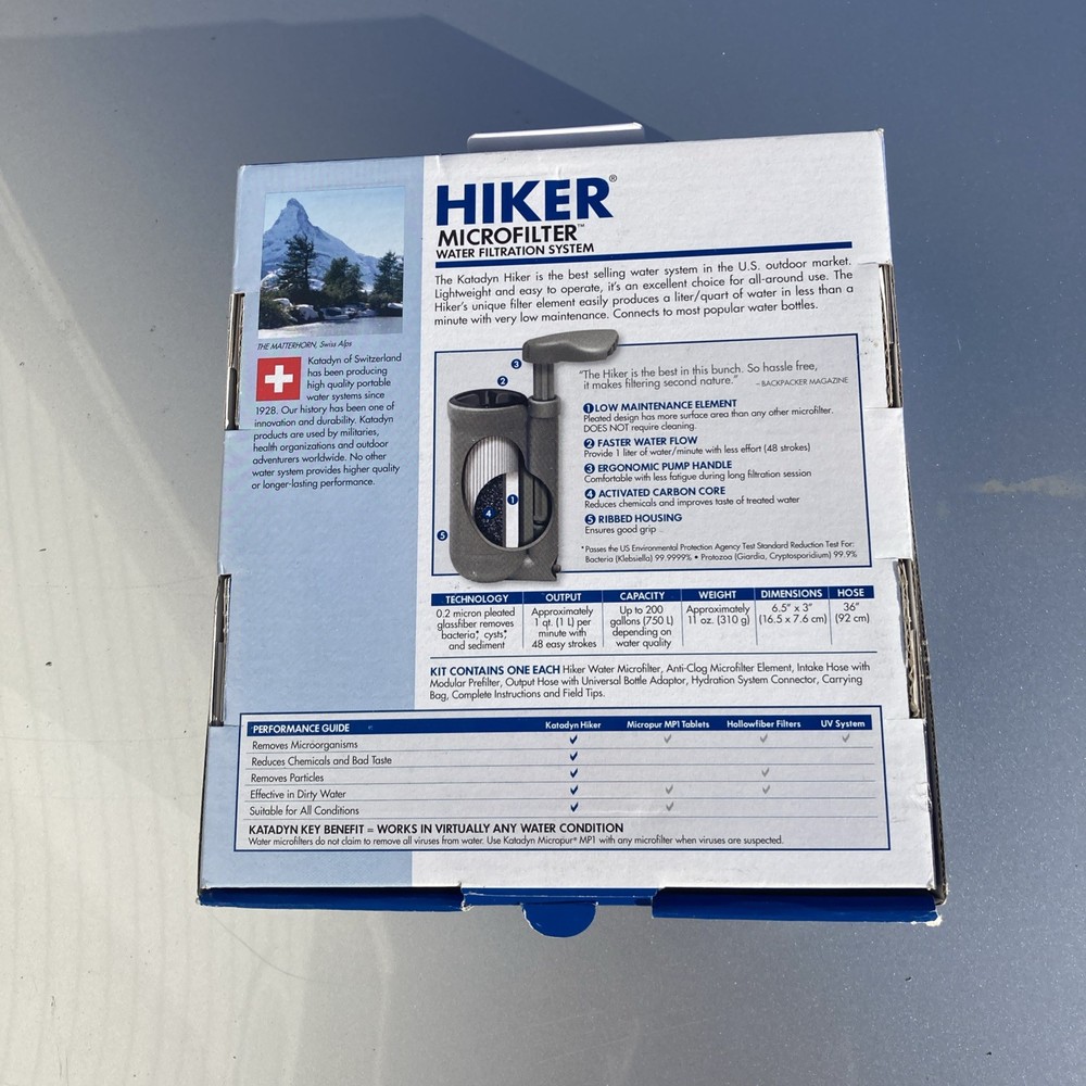 Katadyn Hiker Pump Carbon Microfilter Water Filter Purifier Model 8018270