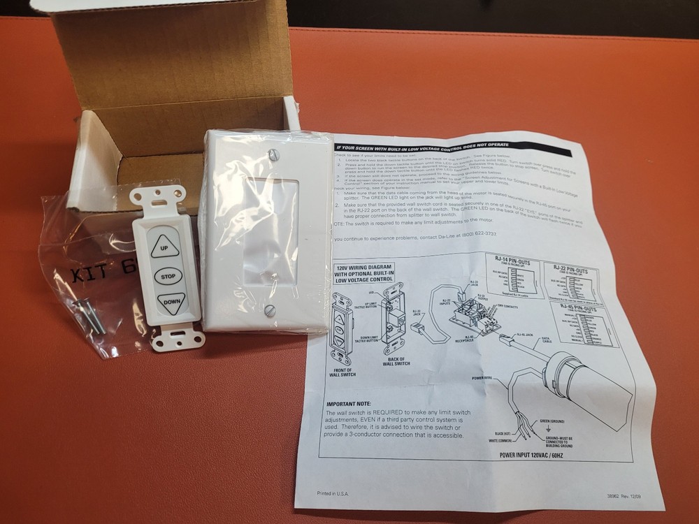 Da-Lite 38886 Built-In Smart Motor Hardware Kit (White)