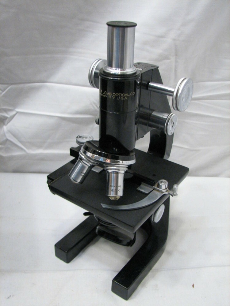 Vintage Bausch &Lomb Optical Microscope/Case Oil 97X Objective Compound Stage C