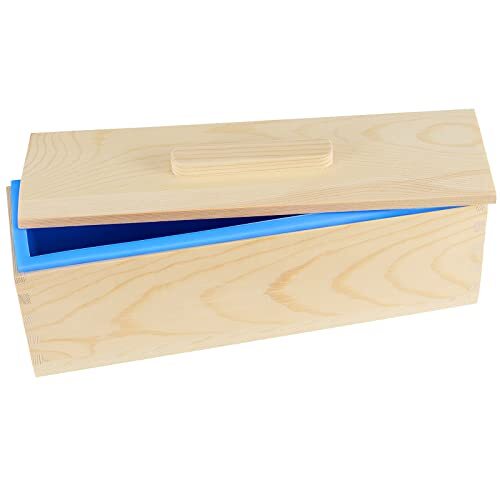 3 Pack 47oz Rectangular Flexible Silicone Soap Loaf Mold with Wooden Box
