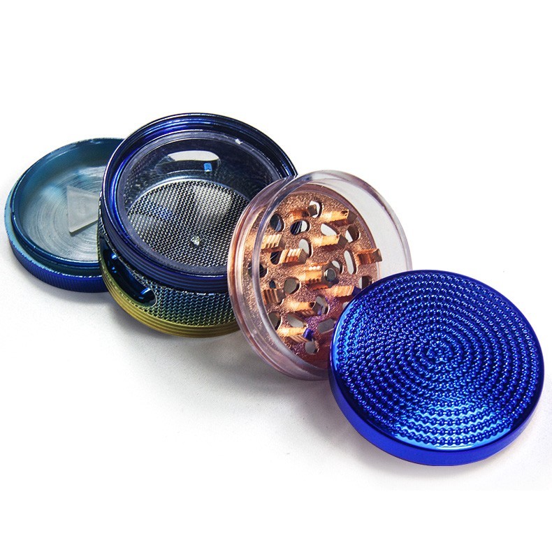 2.5" Shiny Herb spice Grinder 4 Layer with window Sharp Teeth & Storage Chamber