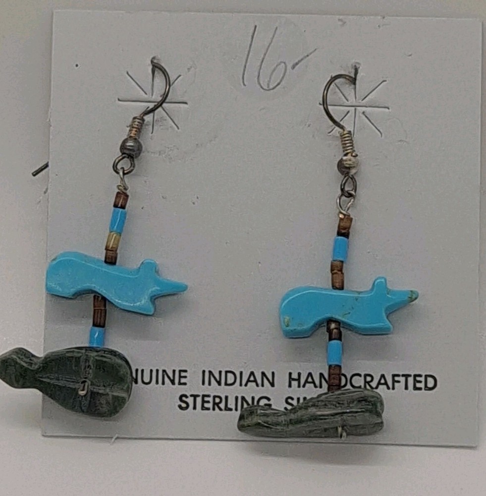 Native American Beaded Dangle Earrings D5