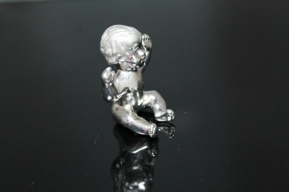 HAPPY BABY FIGURINE MINIATURE SOLID STERLING SILVER