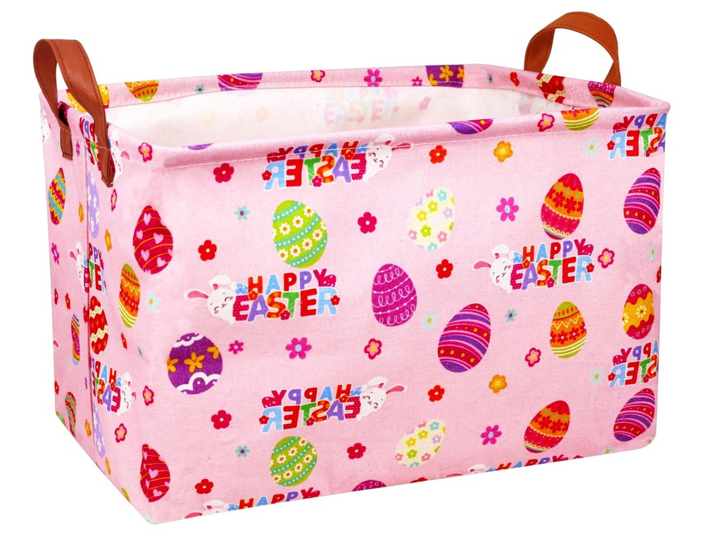 MYFLOCY Large Rectangular Easter Baskets Empty Waterproof Boy Toy Box Foldabl...