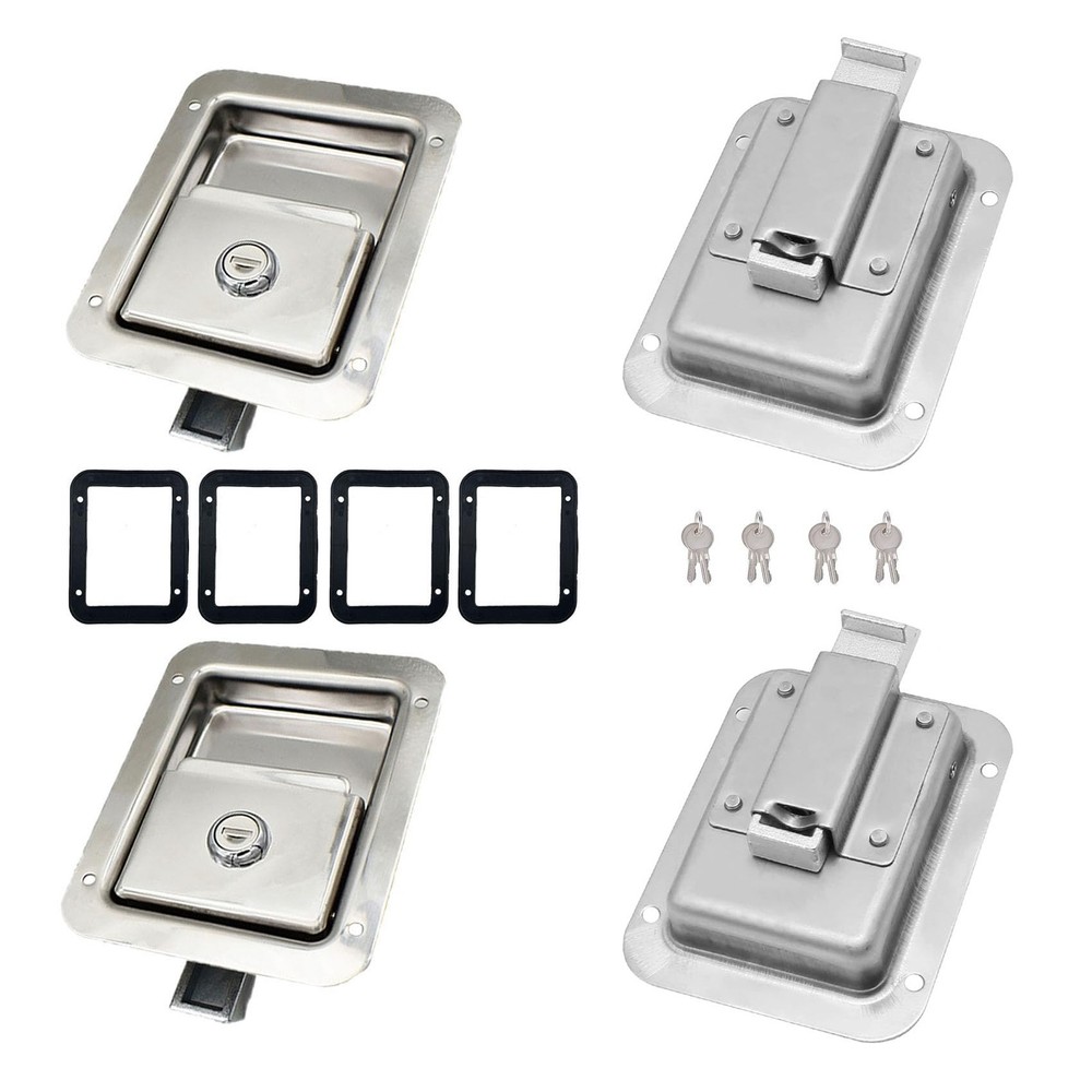 4 Pack Stainless Door Lock Heavy Duty Flush Mount Handle Latch for Silver