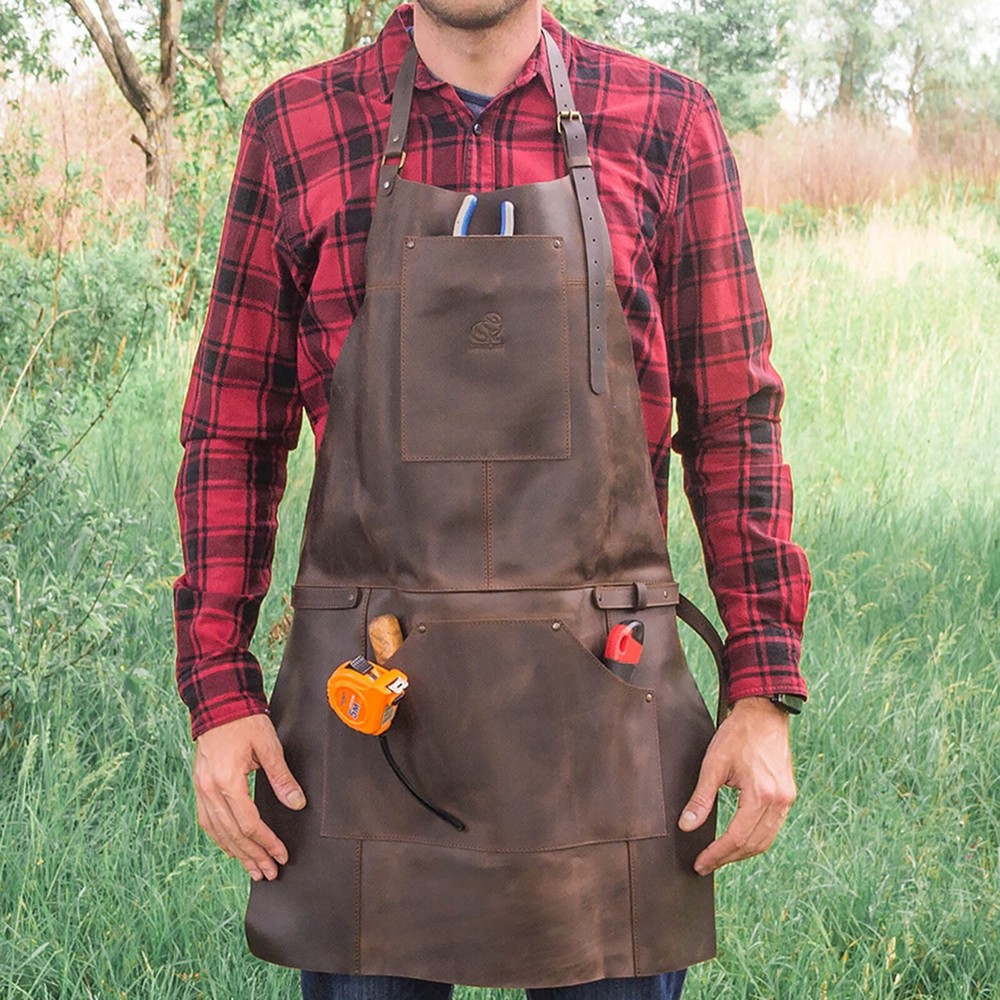 Adjustable Brown Leather Work Apron BeaverCraft AP2X