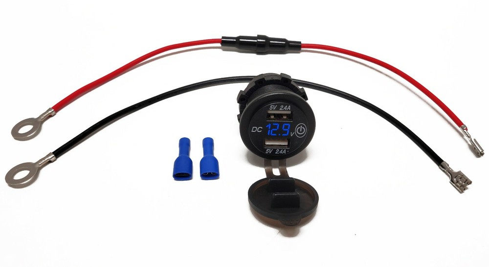 Voltmeter Dual USB Digital LED 5/16" Ring Cables Panel battery Box Install K3VU