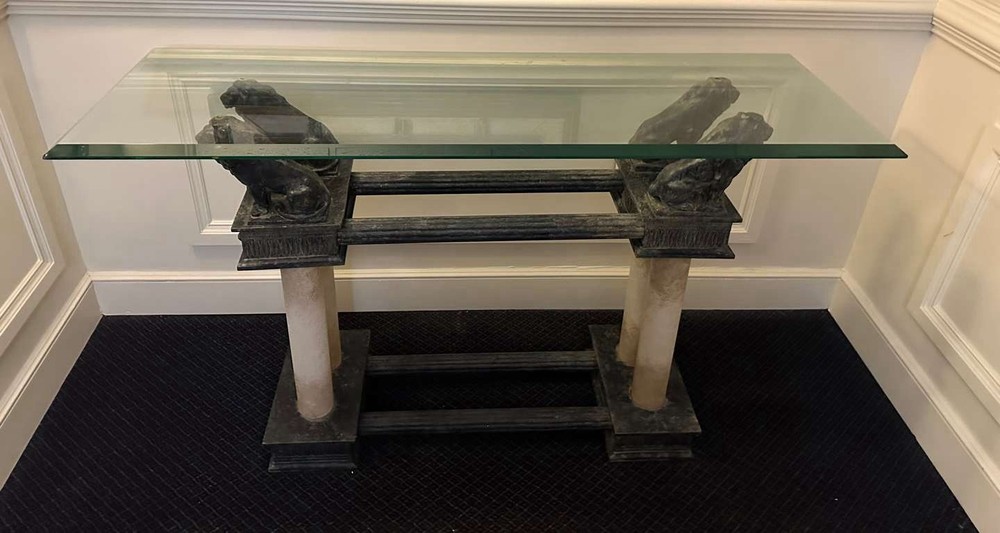 Mid 20th Century Black Lion Console Table