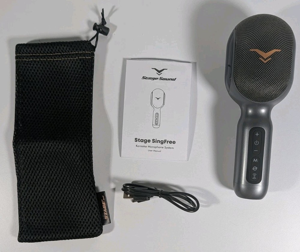 StageSound Wireless Bluetooth Karaoke Microphone - Metal Gray