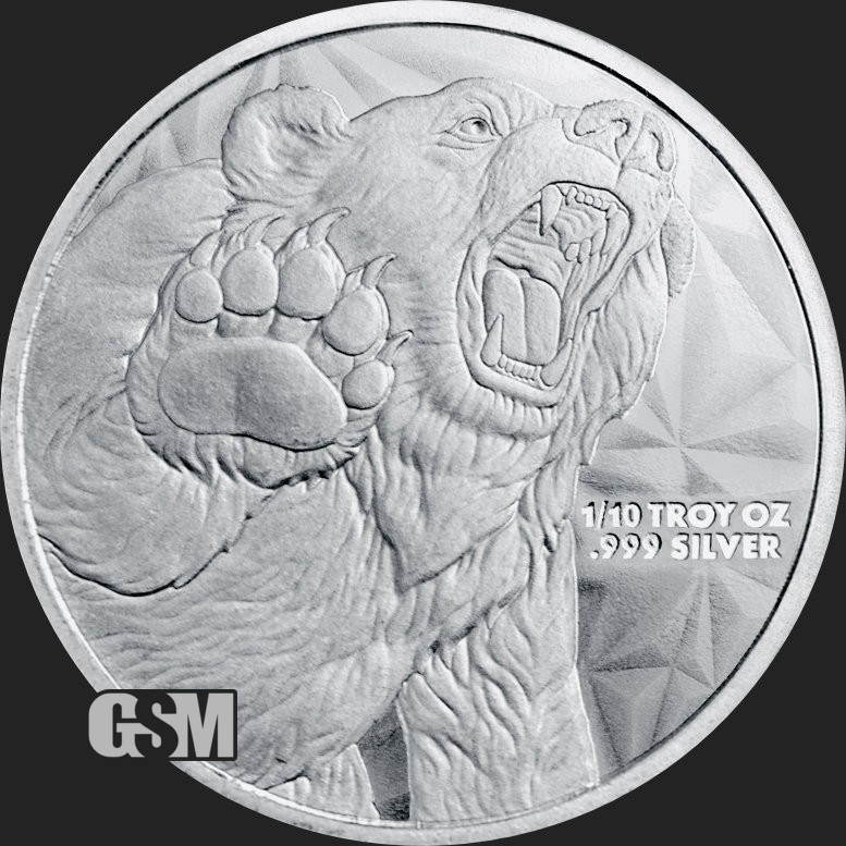 1/10 Oz Silver Bull / Bear Round - Mint Authentic (See Receipt) -Multi Discount!