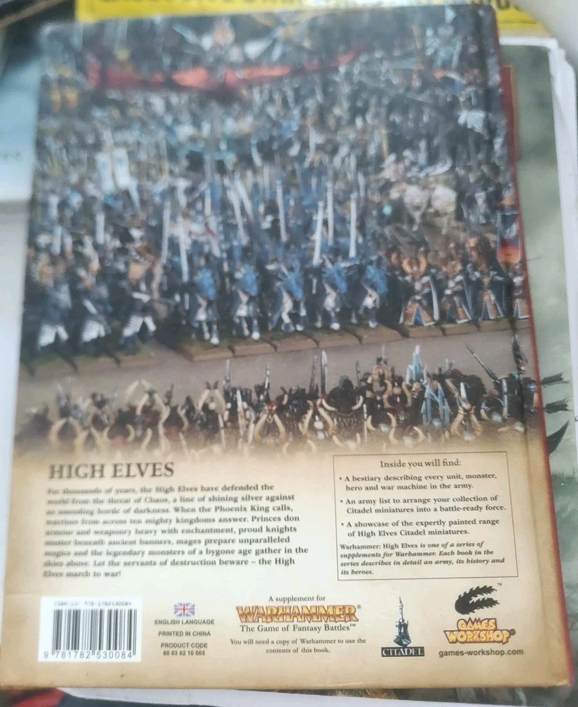 Warhammer: High Elves Hardback Book - Warmhammer Armies 2012