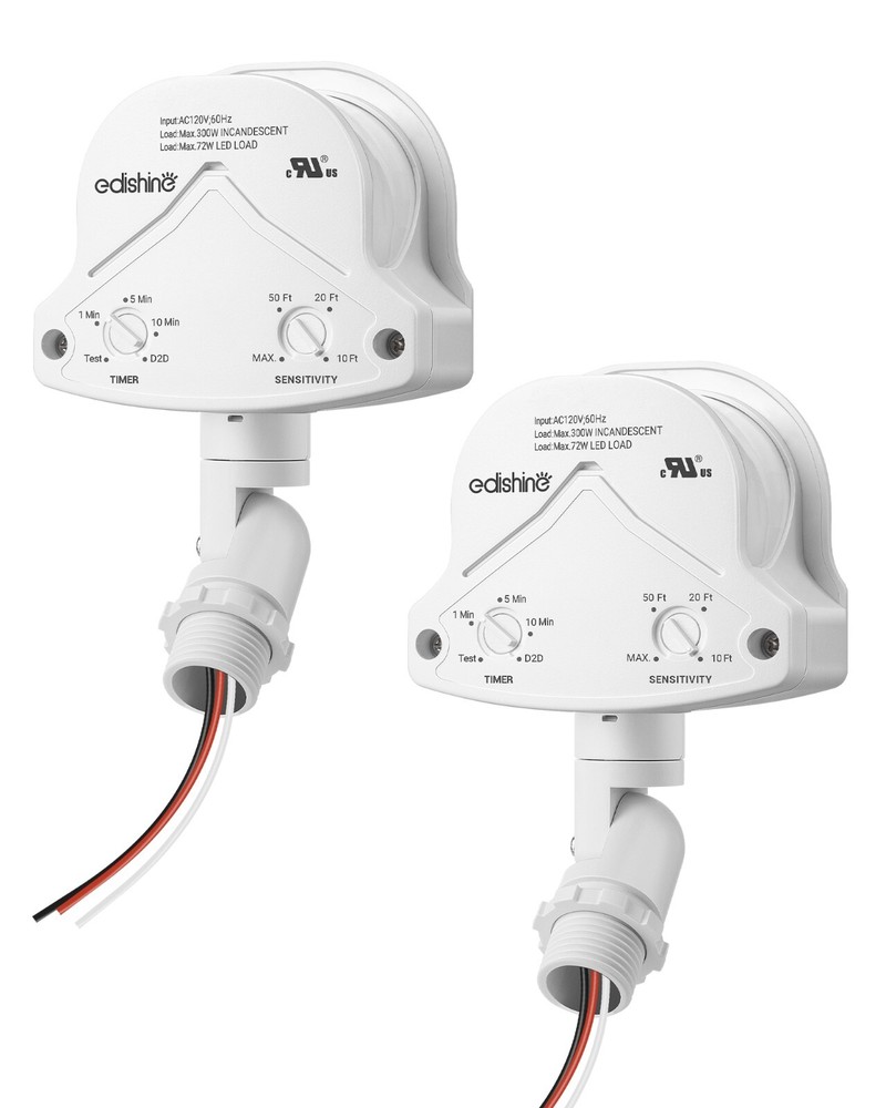 EDISHINE 2Pack 240° Motion Sensor,Replacement Motion Detector 3 Modes PIR Motion