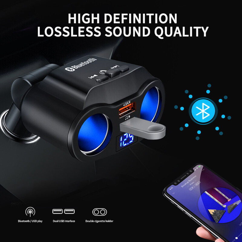 2 Way Car Cigarette Lighter Socket Splitter Dual USB Charger Adapter Hands-Free