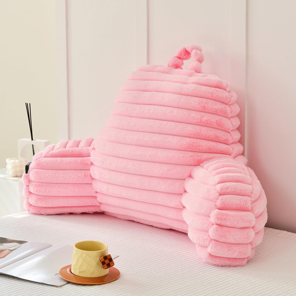 Yaoshuho Large Reading Pillow for Adults, Back Support Large, Pink