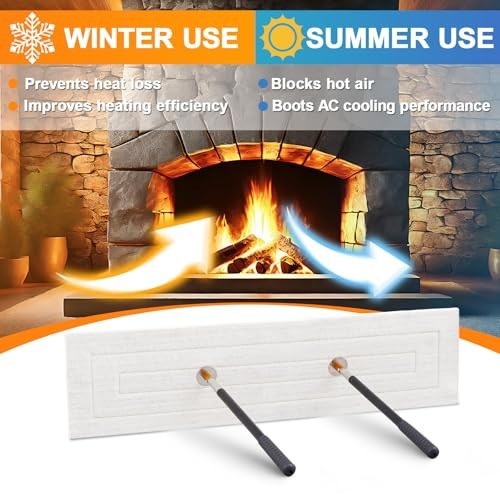 Wool Fireplace Draft Stopper with Adjustable Pole - Chimney Flue Seal Tool 35x13