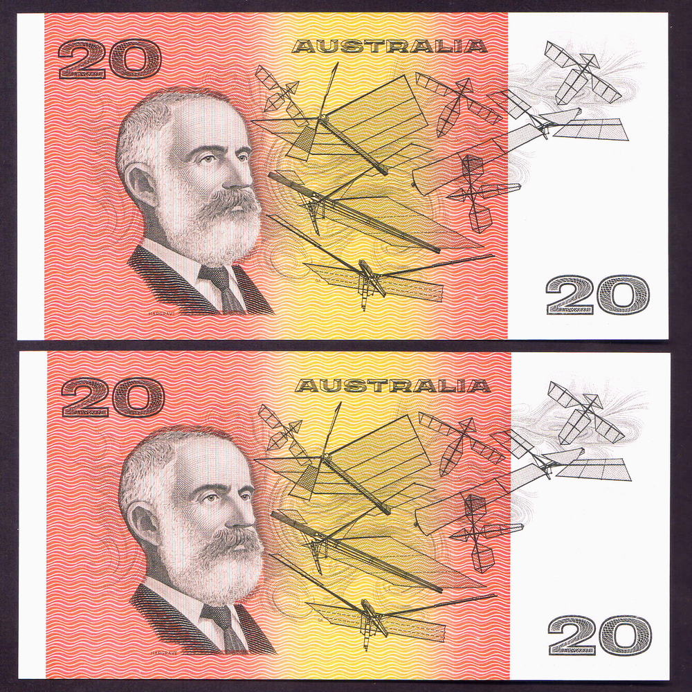 R-413i. (1991) $20 - Fraser/Cole. NPA Issue - AAA Prefix. CONSEC Pair.. UNC