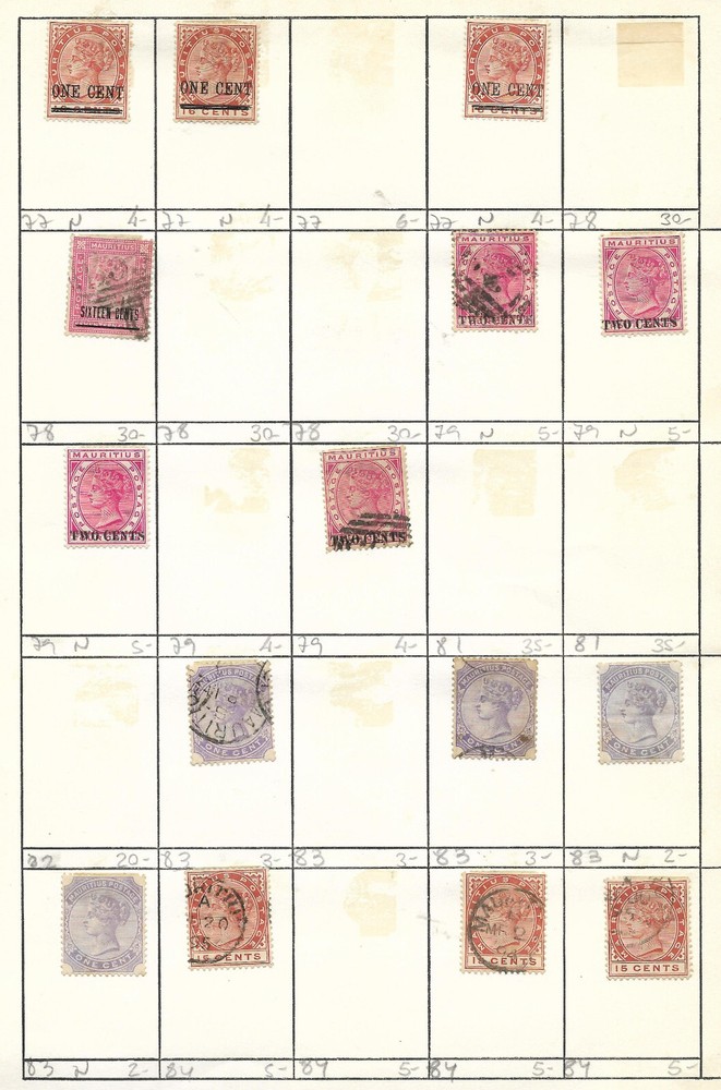 BRITISH MAURITIUS Lot 36 stamps MH-Used for Study Errors cancels perf.!