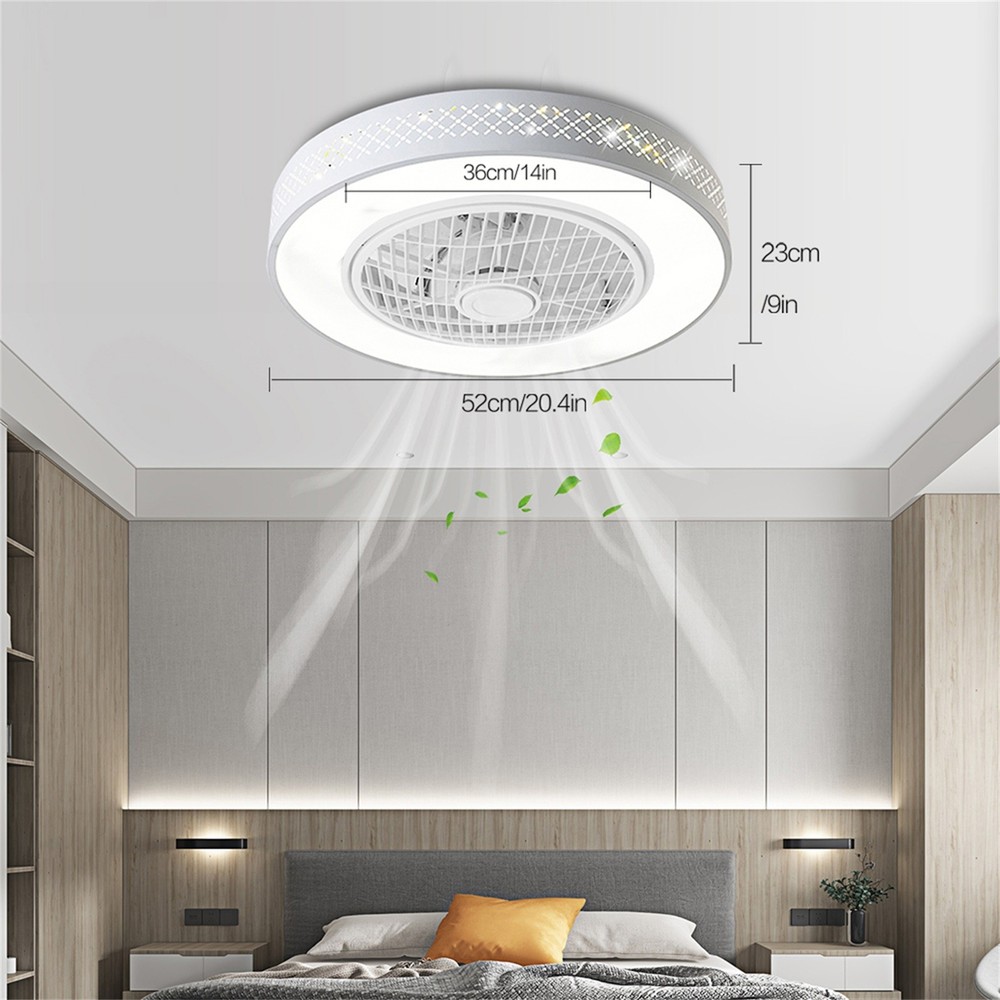 Modern Stepless Dimming Ceiling Light Fan Round Fan Lamp & Remote Controller NEW