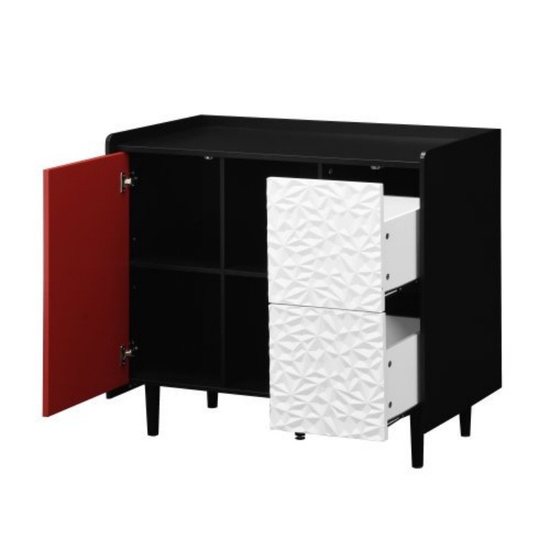 Sideboard Buffet Cabinet Modern Coffee Console with Storage,Red Doors,2 Drawers