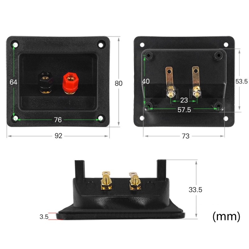 2Pin Junction Box External Banana Jack Speaker Amplifier Wire Clip Socket