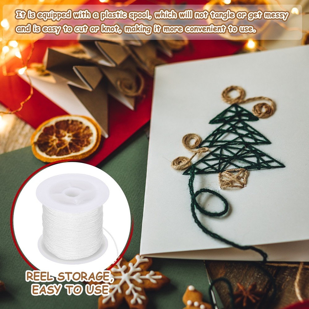 1 Roll 0.8mm Metallic Cords Thread, White, 27.34Yards