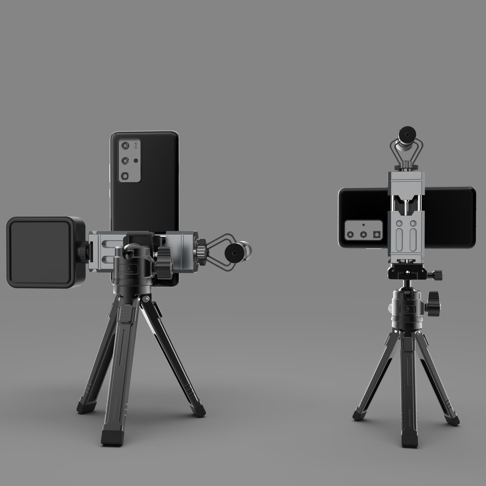Leaplumin Aluminum Phone Mount for Tripod, Adjustable Tripod Black