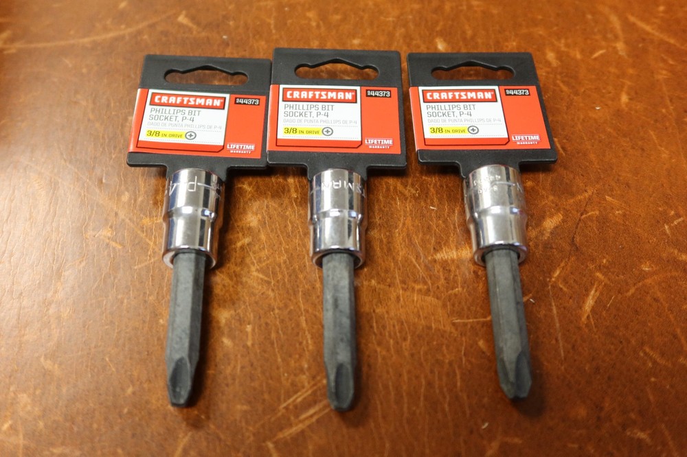 3-count Craftsman P-4 Phillips Bit Socket - 3/8" Drive - # 44373