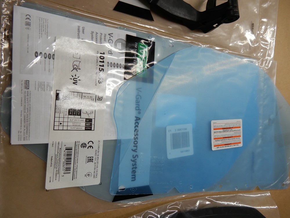MSA Face Shield System; 1 visor frame, 2 polycarb. visors, 1 steel mesh visor