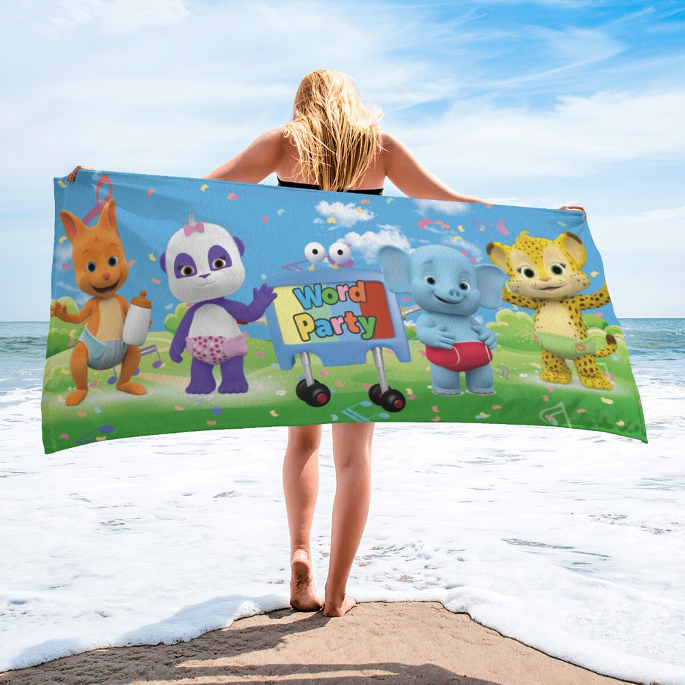 Word Party Beach Towel Quick Drying Microfiber 30"x60" Birthday Gift