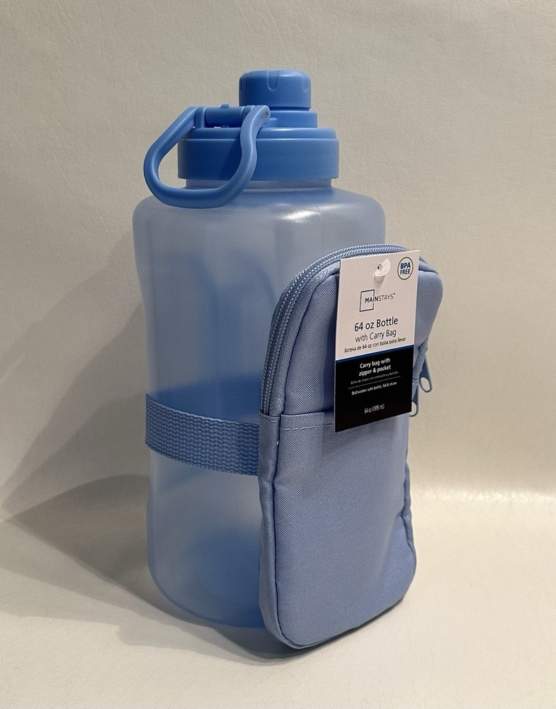 Mainstays - 64oz Blue Plastic Water Bottle and Accessory Bag